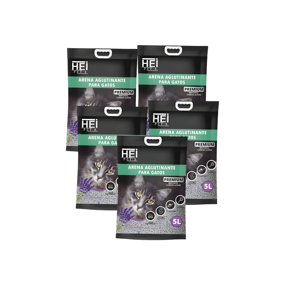 HEI PET'S Arena Aglutinante Premium Pack 5 Bolsas 20 kg